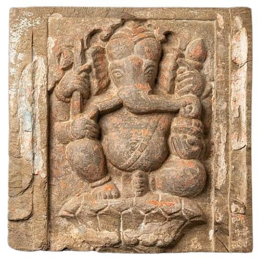 Antique Stone Ganesha Panel from India For Sale