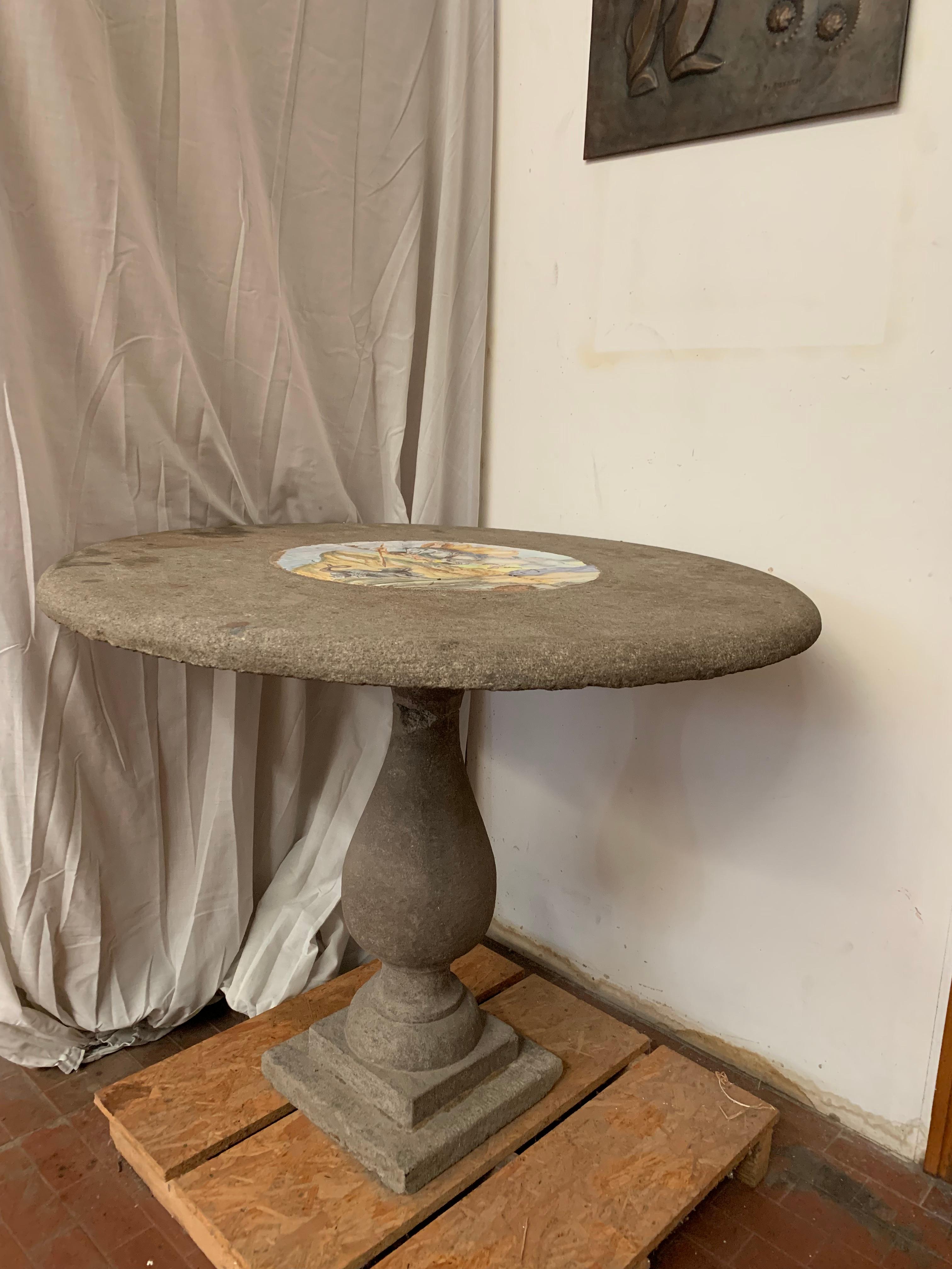 Antique Stone Garden Table with Central Medallion 9