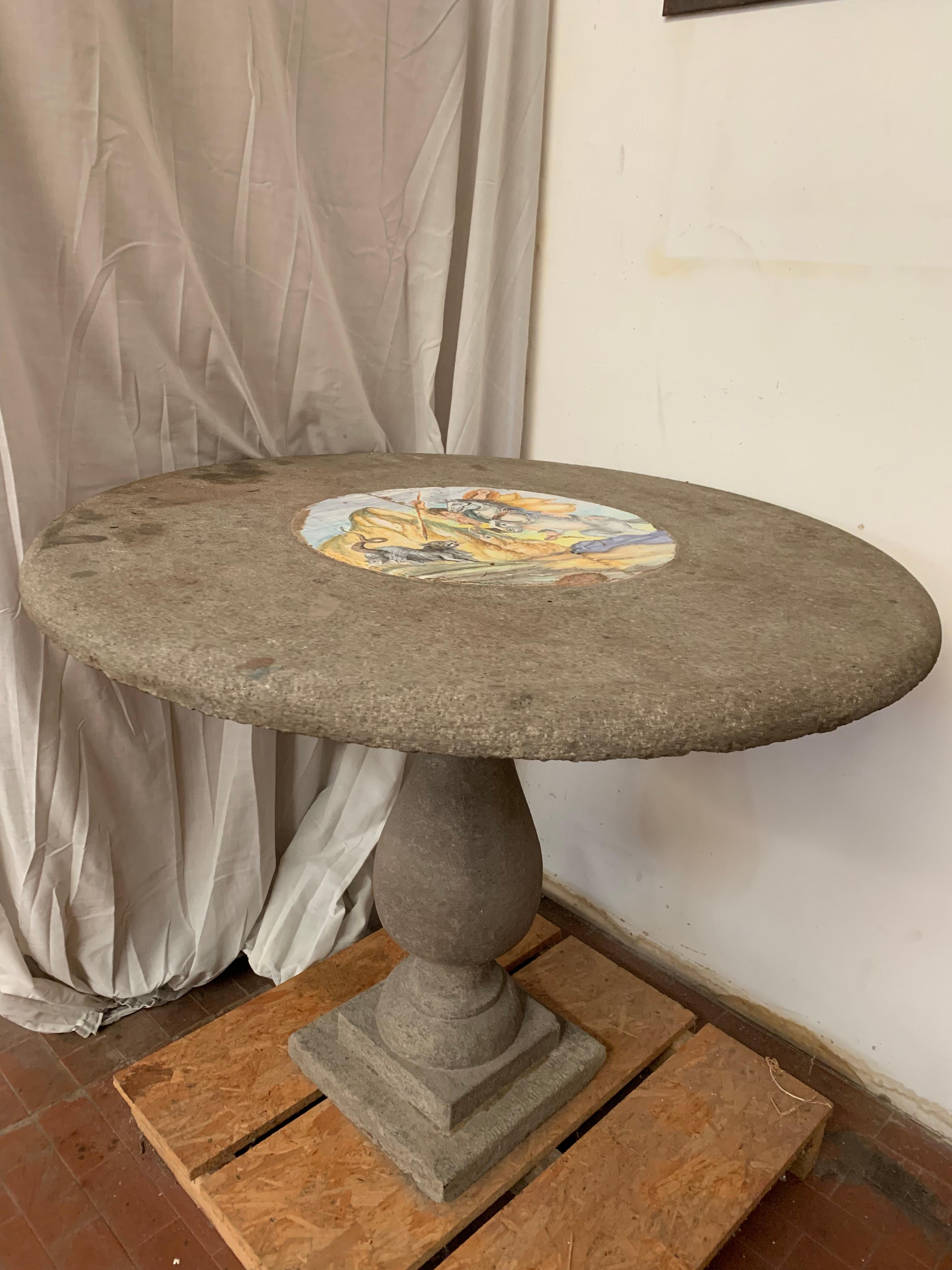 Antique Stone Garden Table with Central Medallion 10
