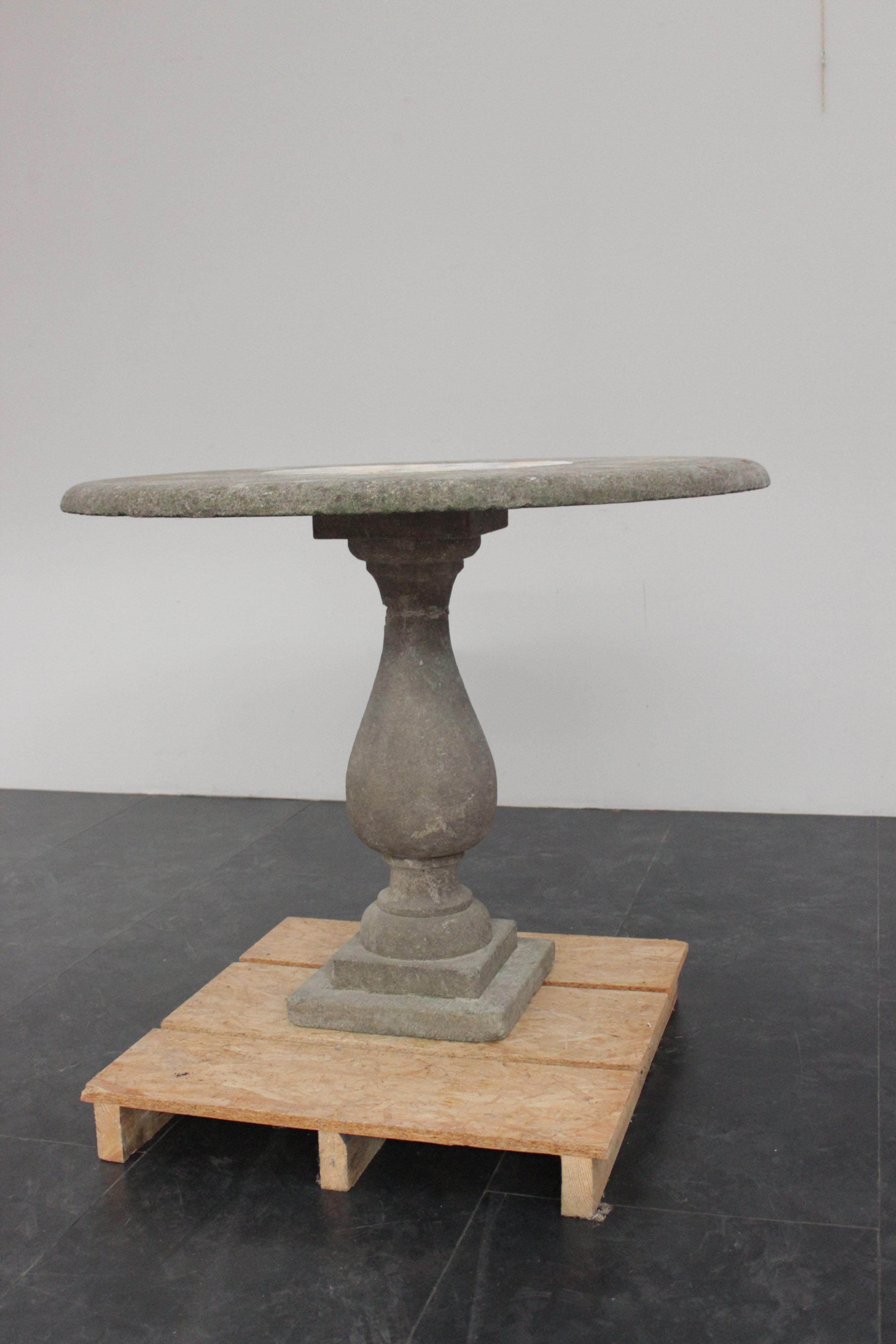 Antique Stone Garden Table with Central Medallion 1