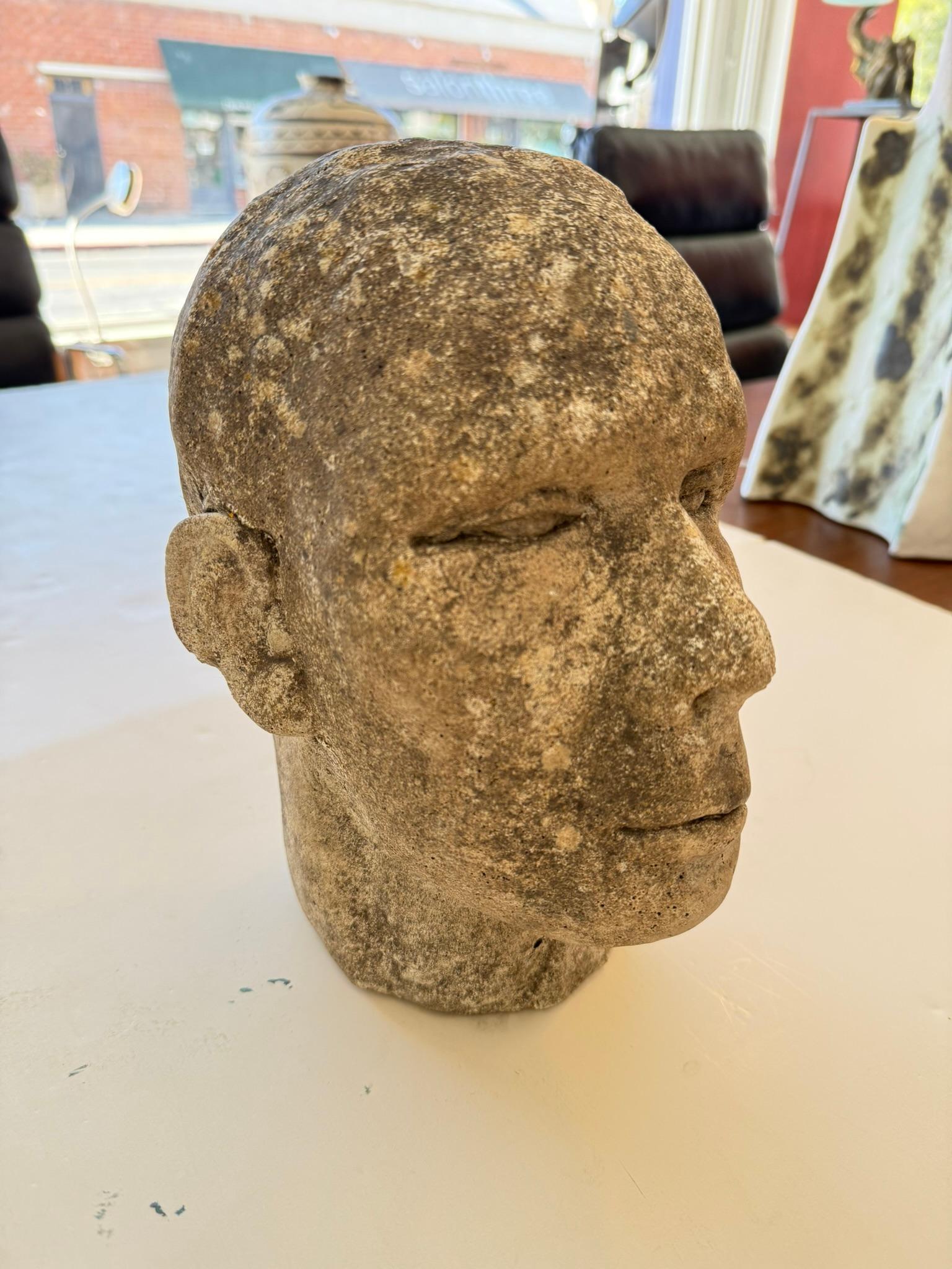 Mid-Century Modern Antique Stone Head Sculpture For Sale