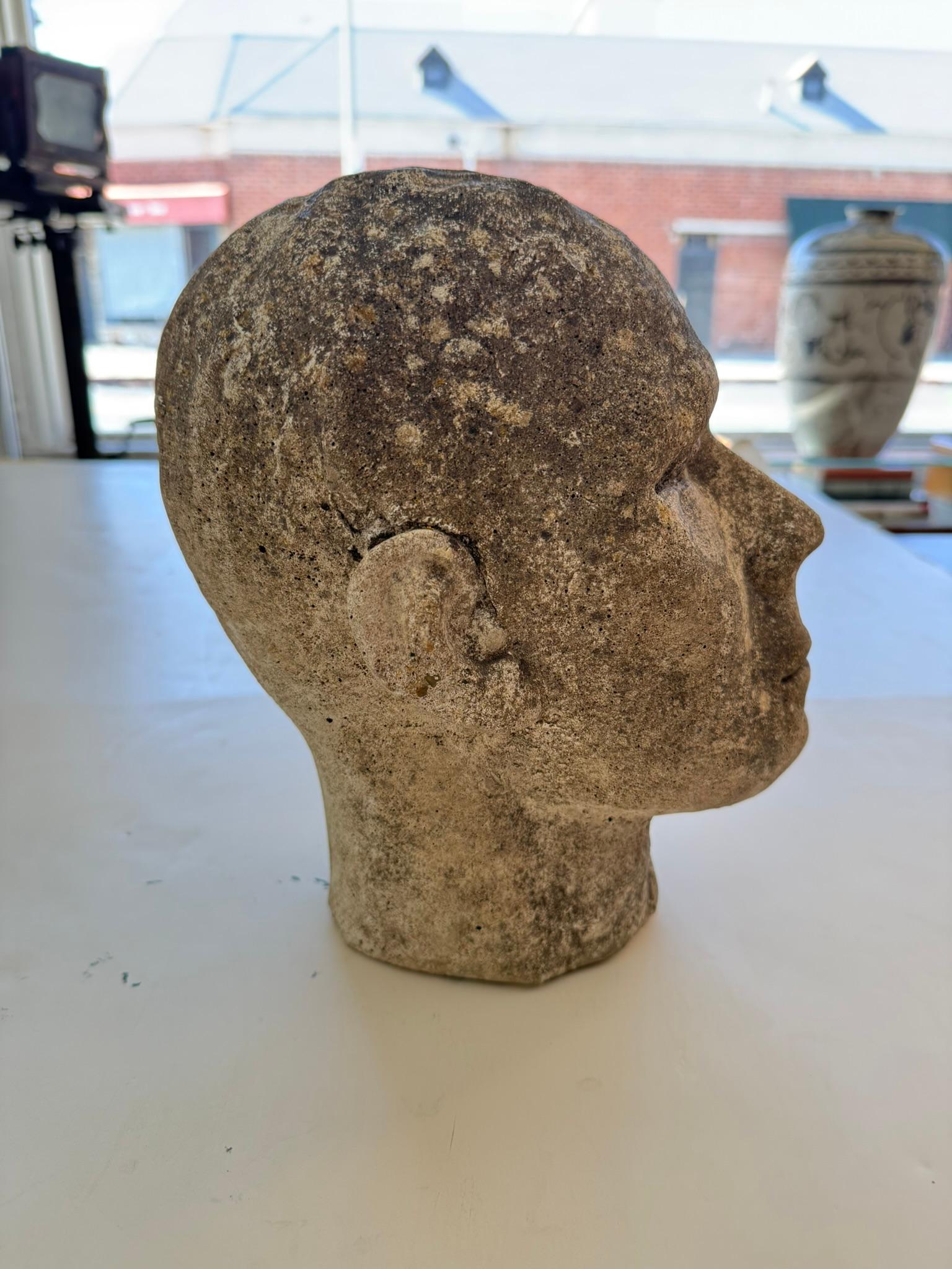 Antique Stone Head Sculpture For Sale 1