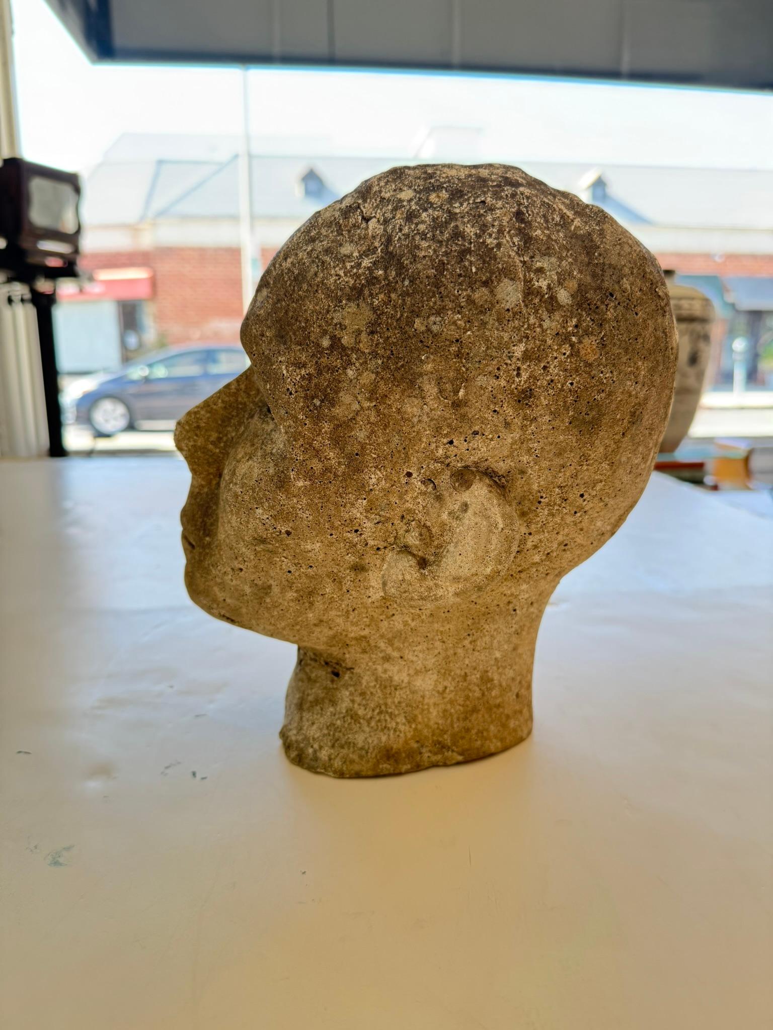 Antique Stone Head Sculpture For Sale 3