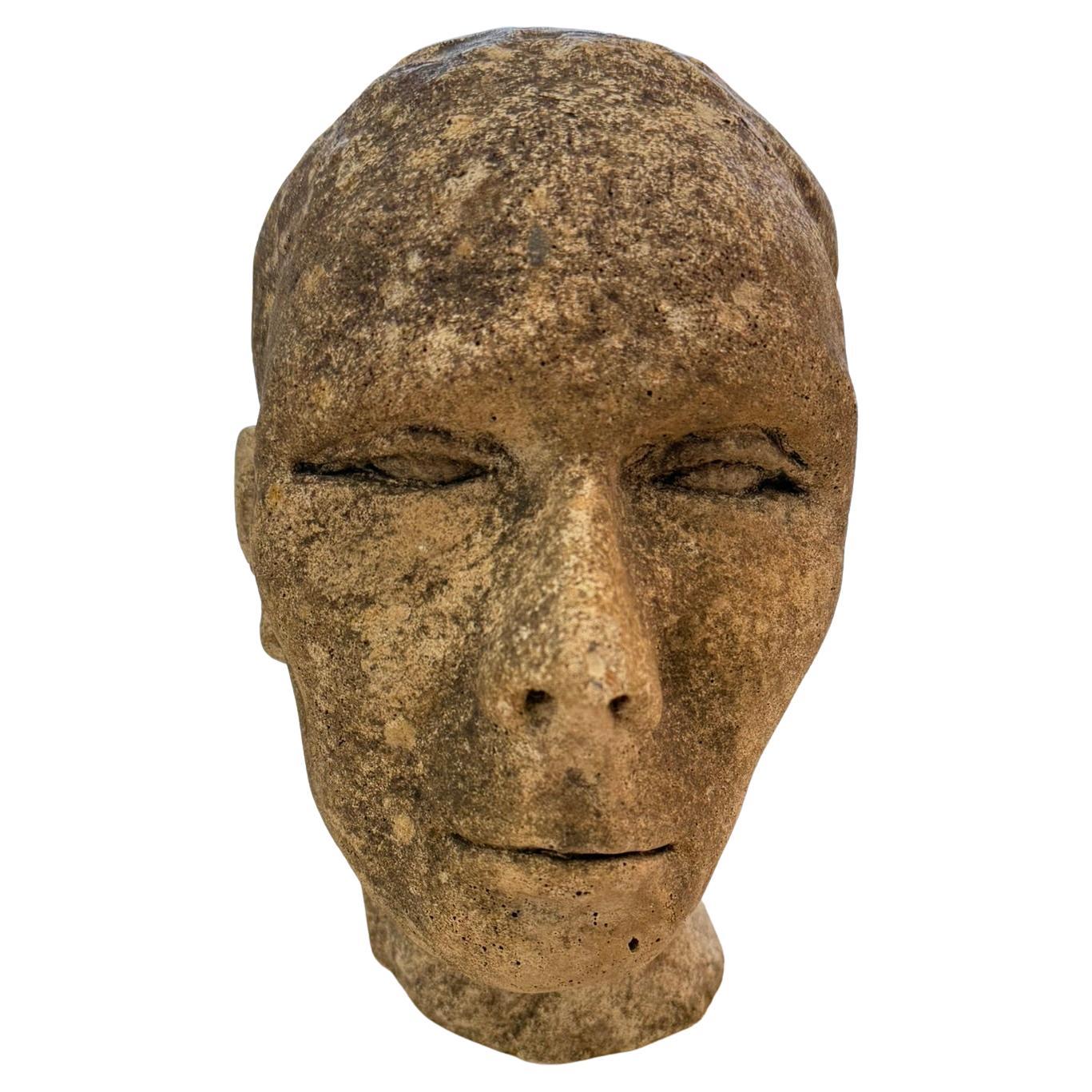 Antique Stone Head Sculpture For Sale
