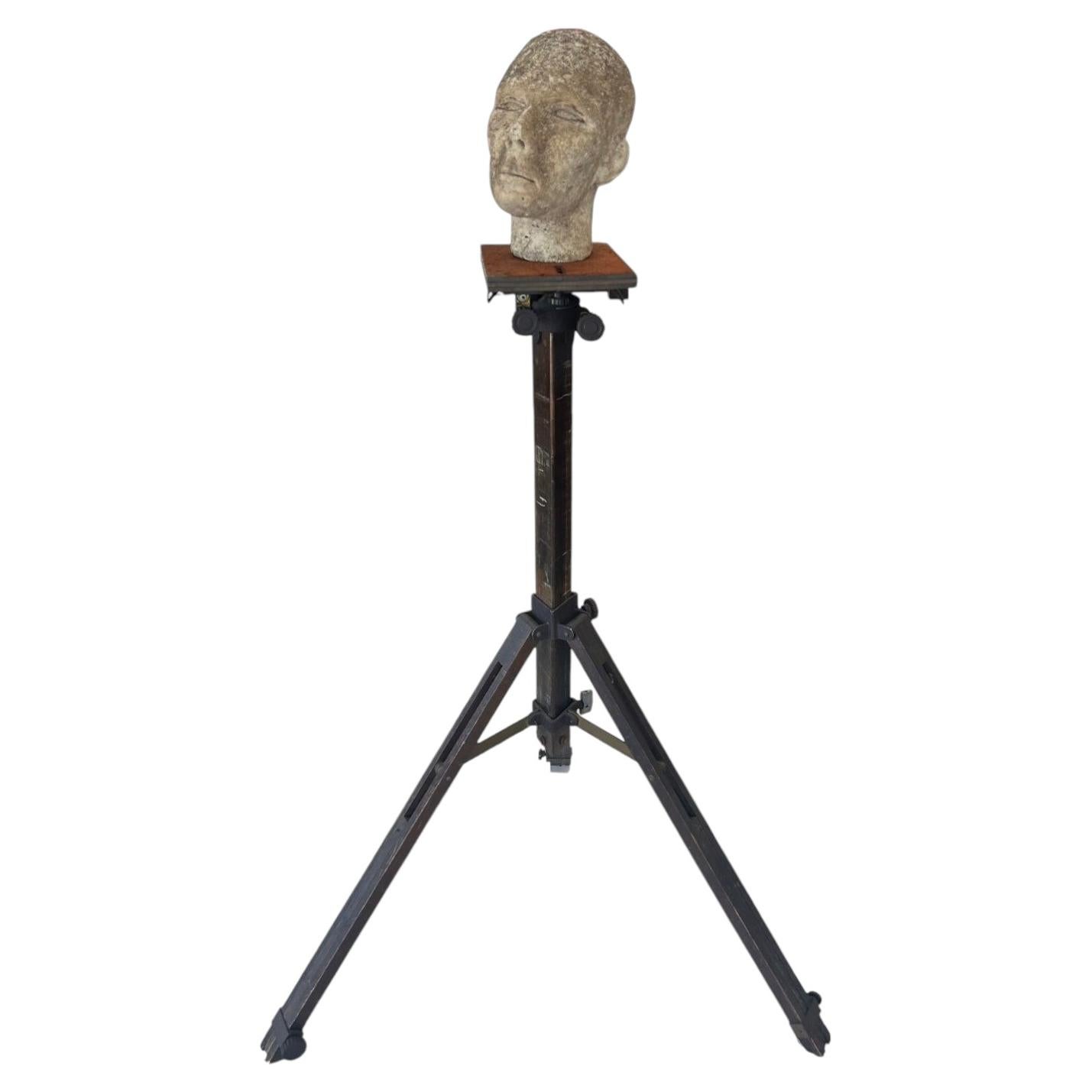 Antique Stone Head Sculpture