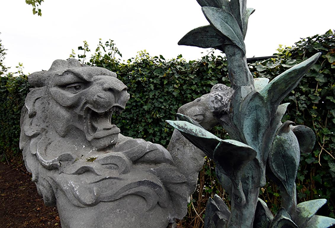 Antique Stone Lion Statue from Belgium 19th Century In Good Condition For Sale In Udenhout, NL