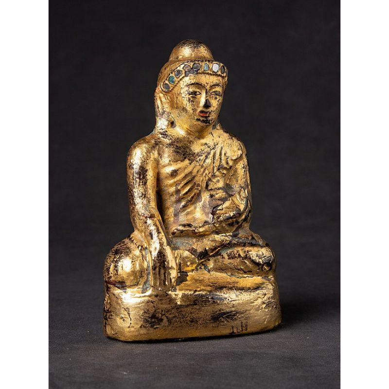 Wood Antique Stone Mandalay Buddha Statue from Burma For Sale