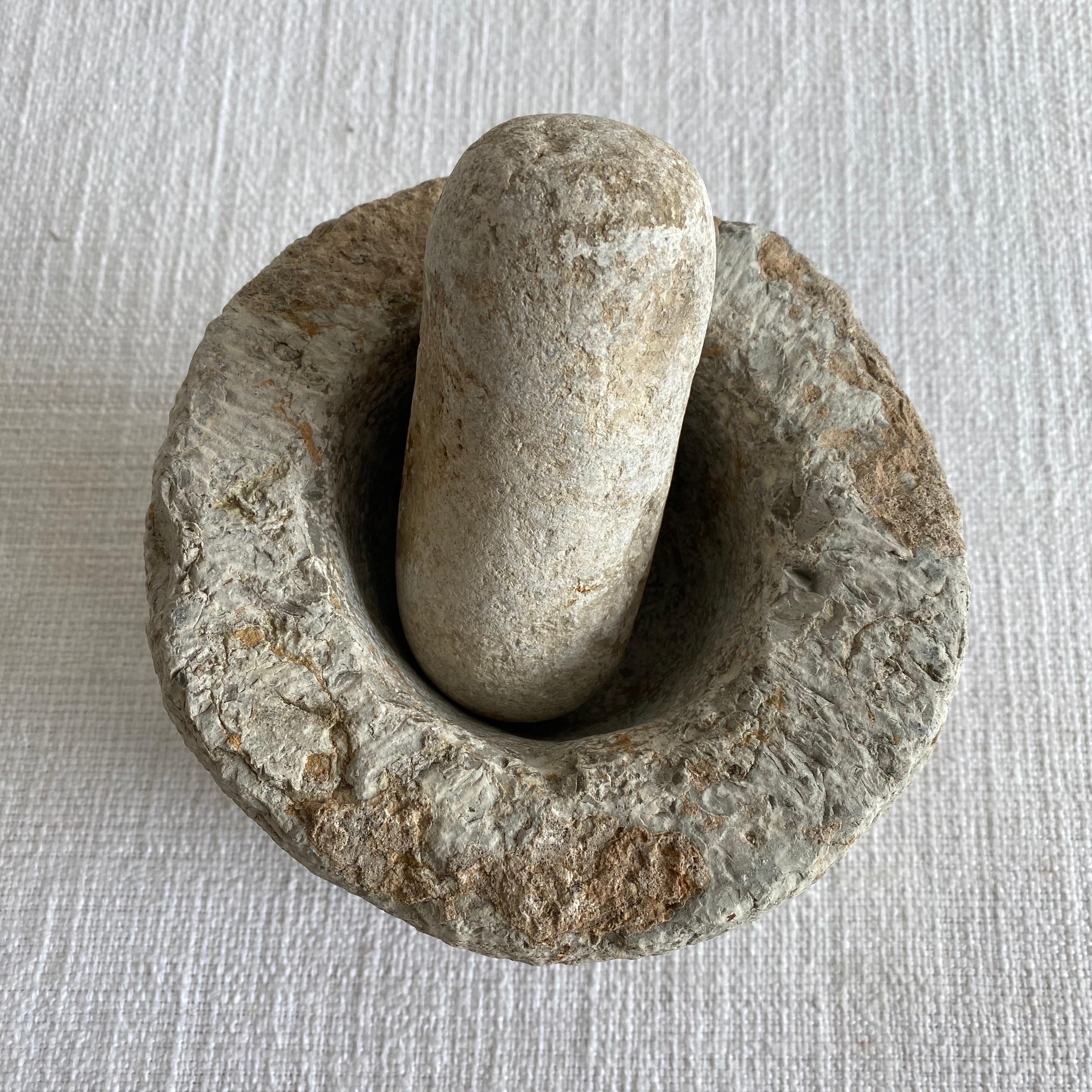 antique stone mortar and pestle