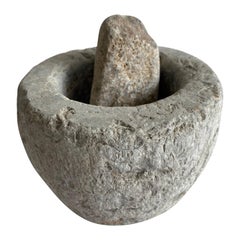 Antique Stone Mortar and Pestle Bowl Set