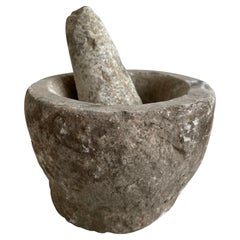 Antique Stone Mortar and Pestle Bowl Set