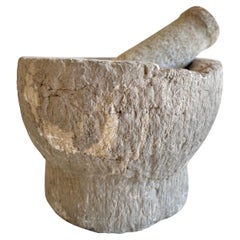 Antique Stone Mortar and Pestle Bowl Set