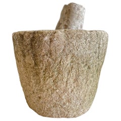 Antique Stone Mortar and Pestle Bowl Set