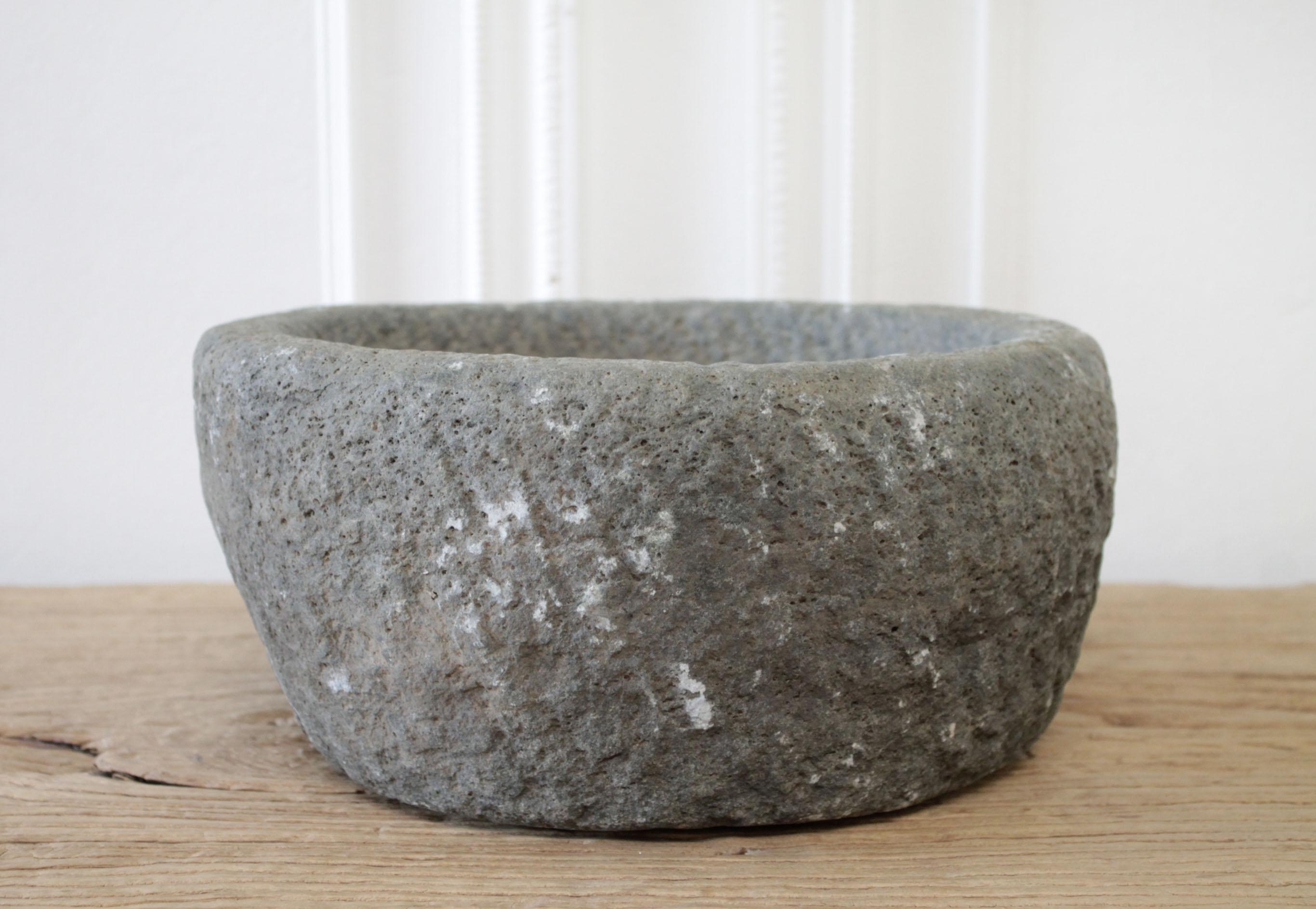20th Century Antique Stone Mortar Bowl For Sale