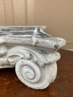 Antique Stone Neoclassical Ionic Column Capital Stand, 19th Century