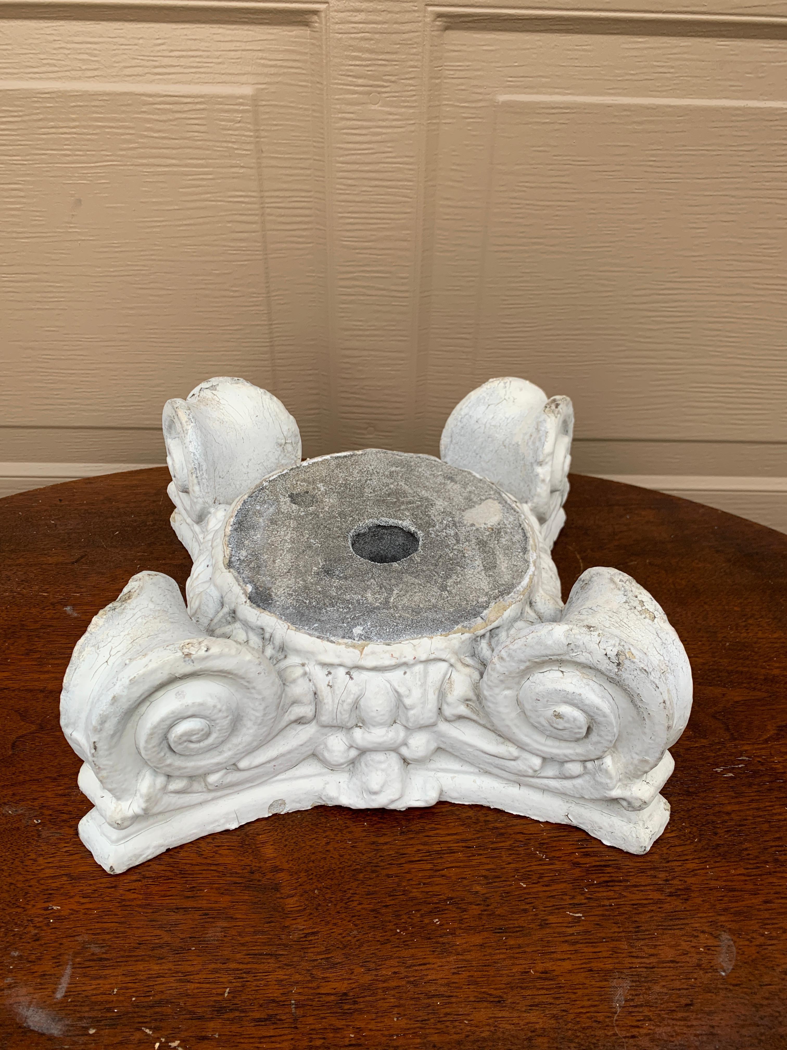 Antique Stone Neoclassical Ionic Column Capital Stand, 19th Century For Sale 2