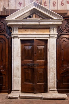 Antique Stone Portal, Original Tympanum and Threshold, 16th Century, Italy