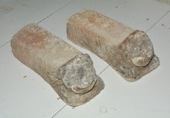 Antique Stone Sculpted Lion Head Pedestal Supports