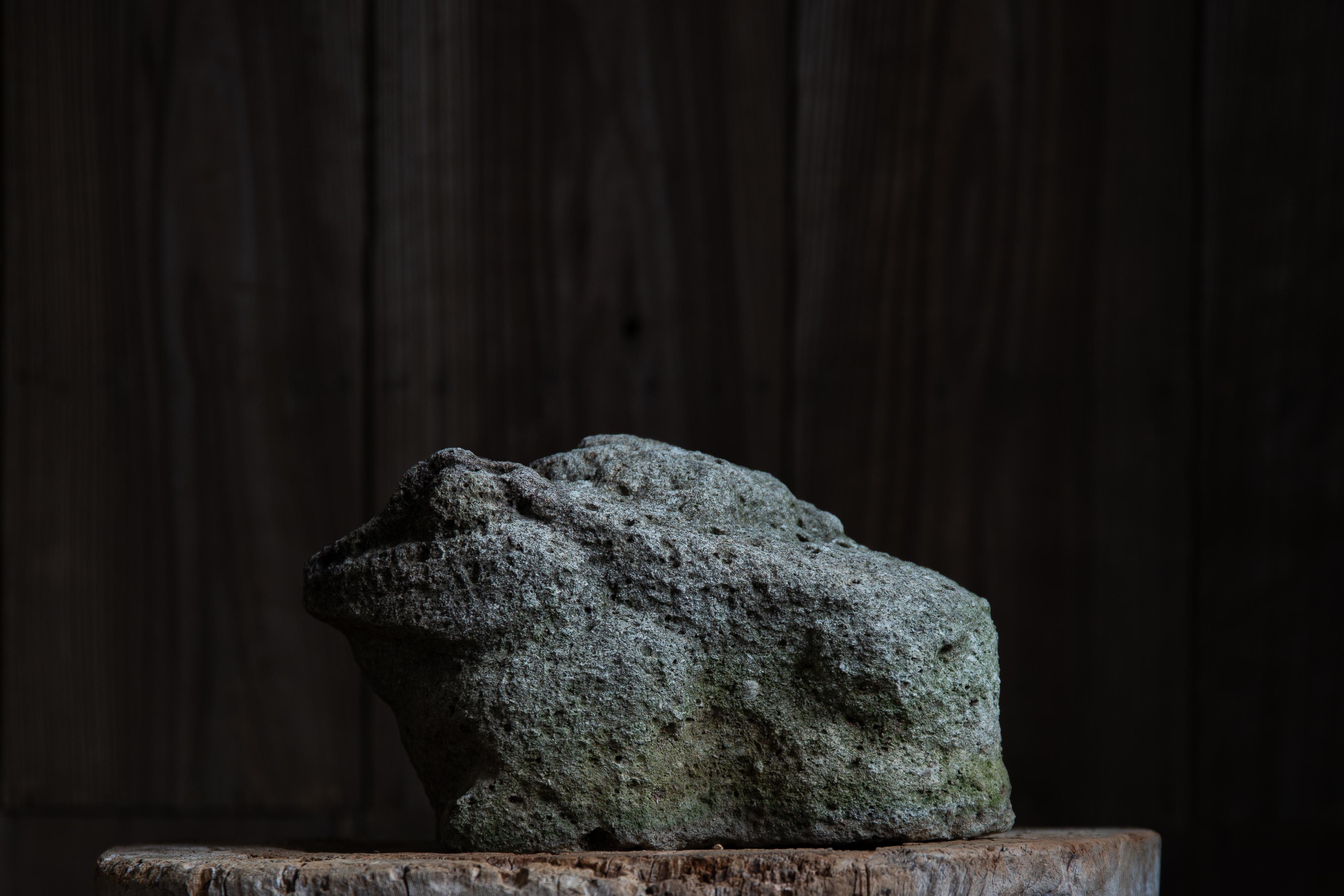 Stone Antique stone sculpture Frog wabi sabi Japanese garden elements primitive mingei