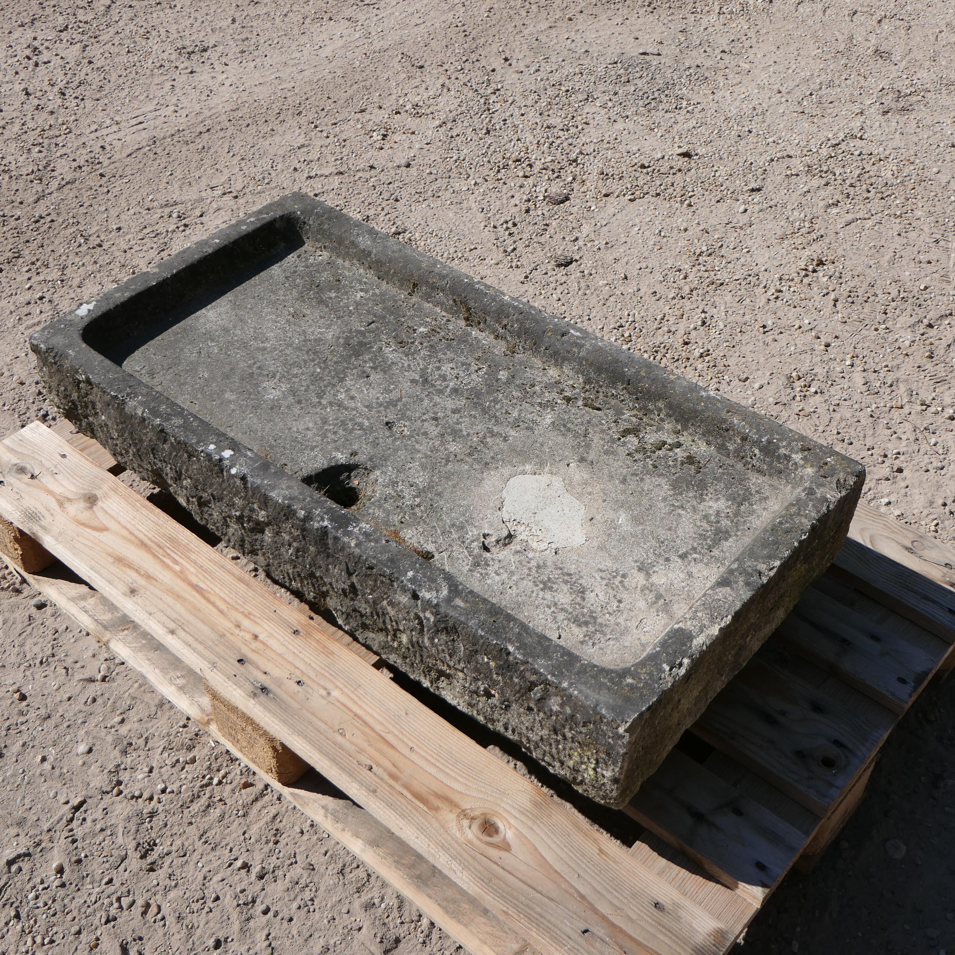 French Antique Stone Sink – Rustic Farmhouse Style For Sale