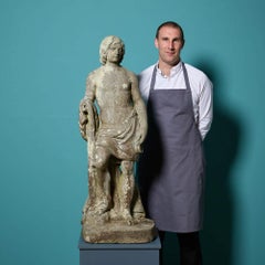 Statua antica in pietra di un giovane neoclassico Attr. Austin & Seeley