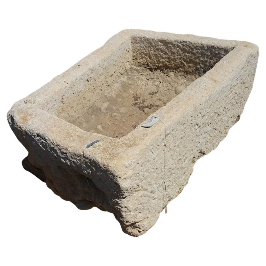 Rustic Wall Fountain with Antique Stone Trough, Bonded Wall and Sink