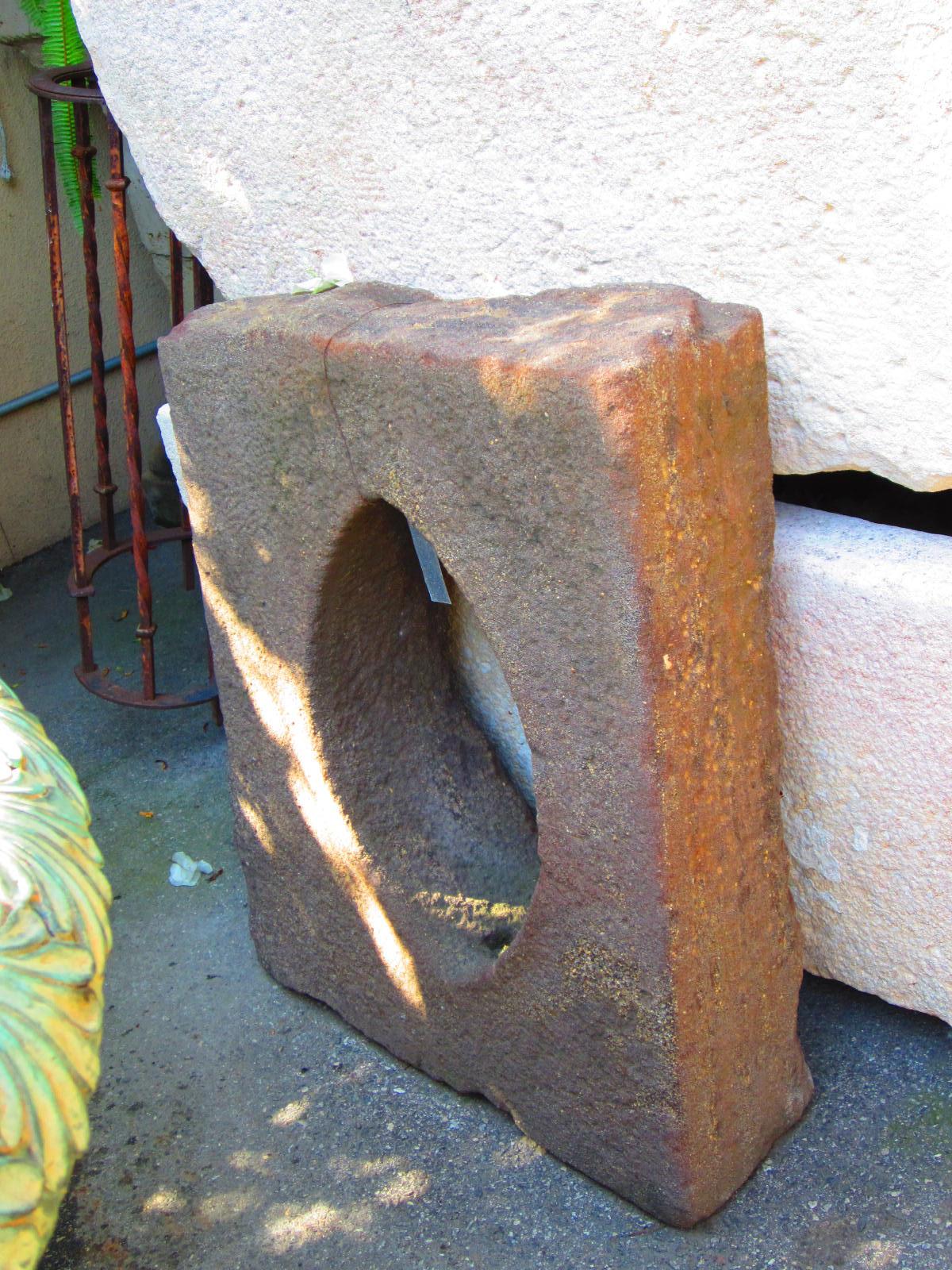 Antique Stone Window Surround Wall Fountain Back Sculpture Sink Los Angeles CA For Sale 4