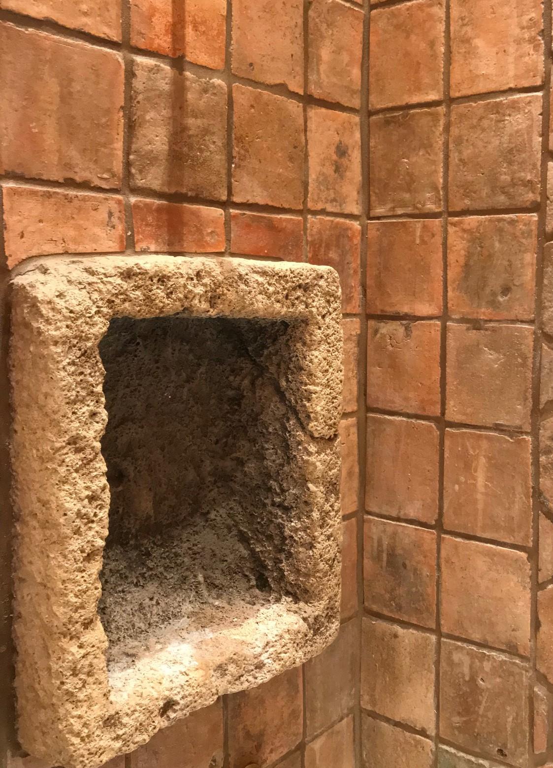 French Antique Stone Window Surround Wall Fountain Back Sculpture Sink Los Angeles CA For Sale