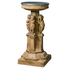 Antique Stoneware Birdbath of the Four Seasons