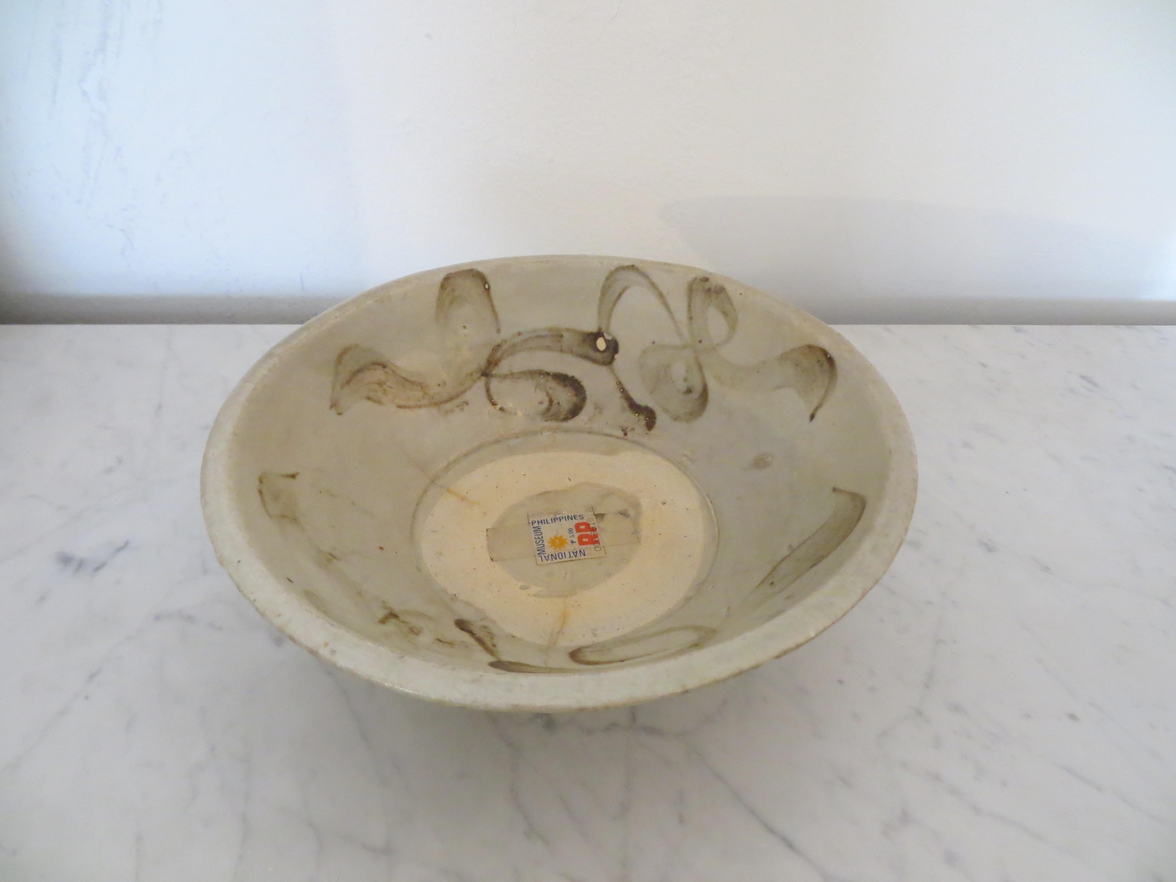 Chinese Export Antique Stoneware Chinese Bowl For Sale