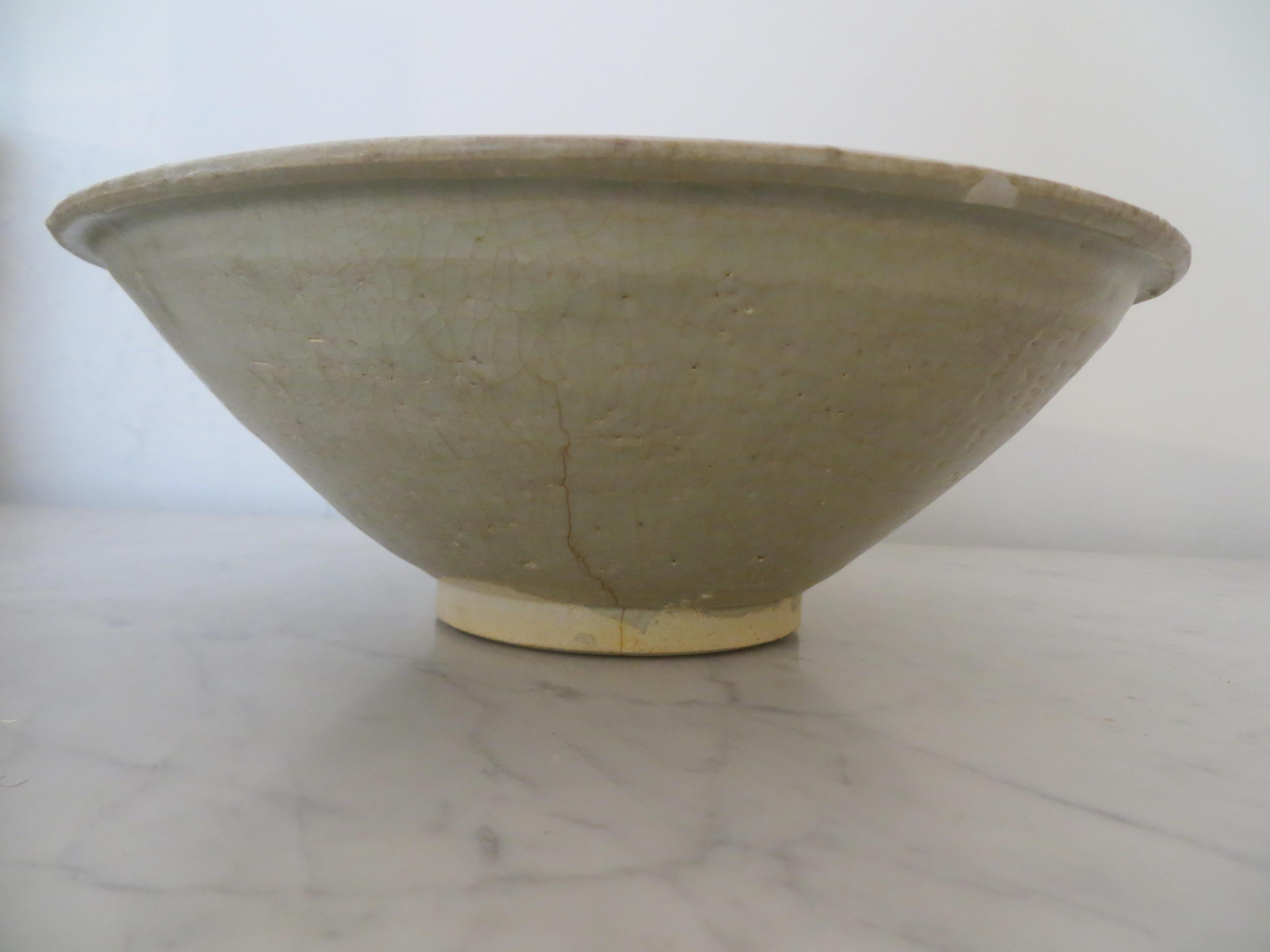 Glazed Antique Stoneware Chinese Bowl For Sale