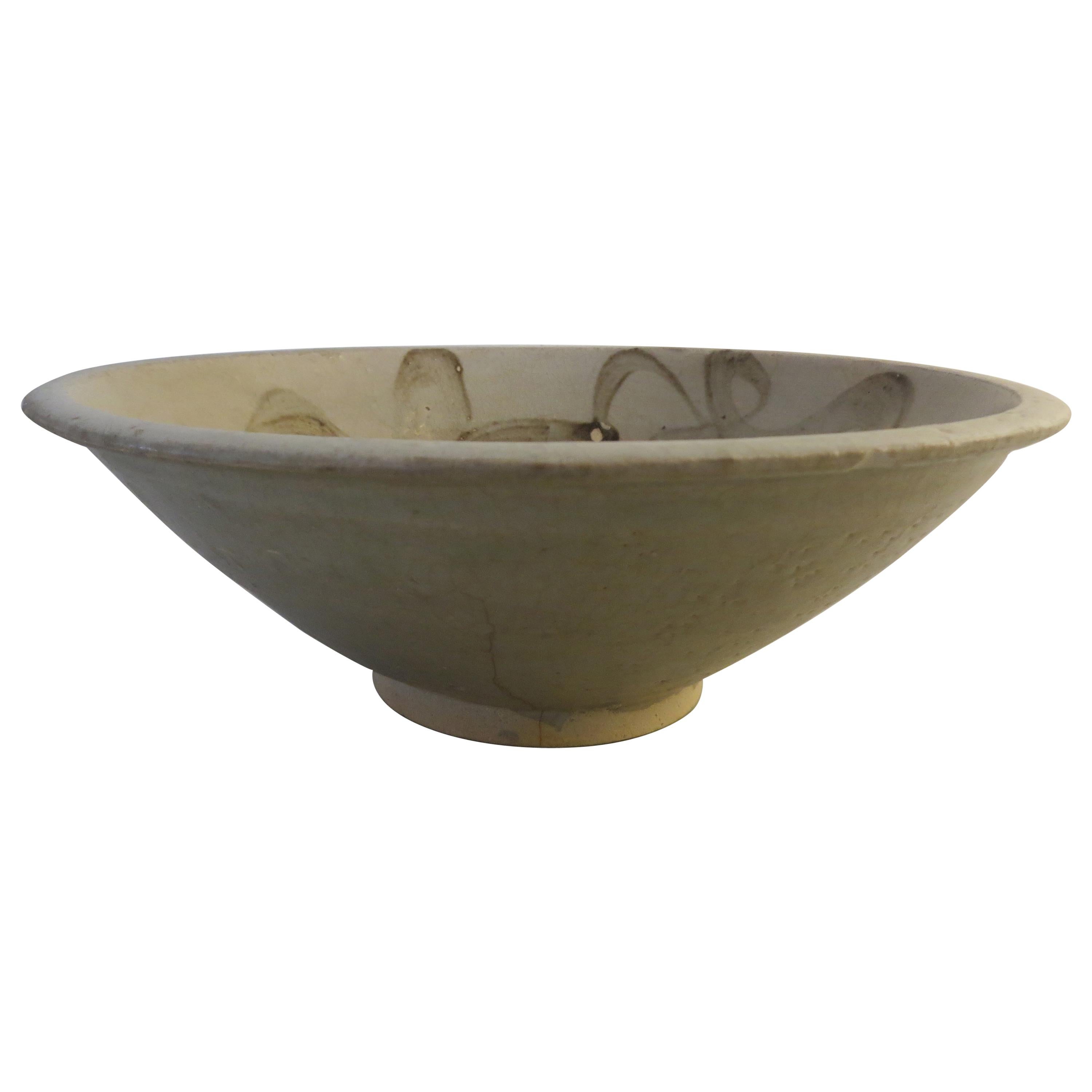Antique Stoneware Chinese Bowl For Sale