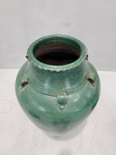 Antique Stoneware Large Green-Glazed Mataban Vase Jar