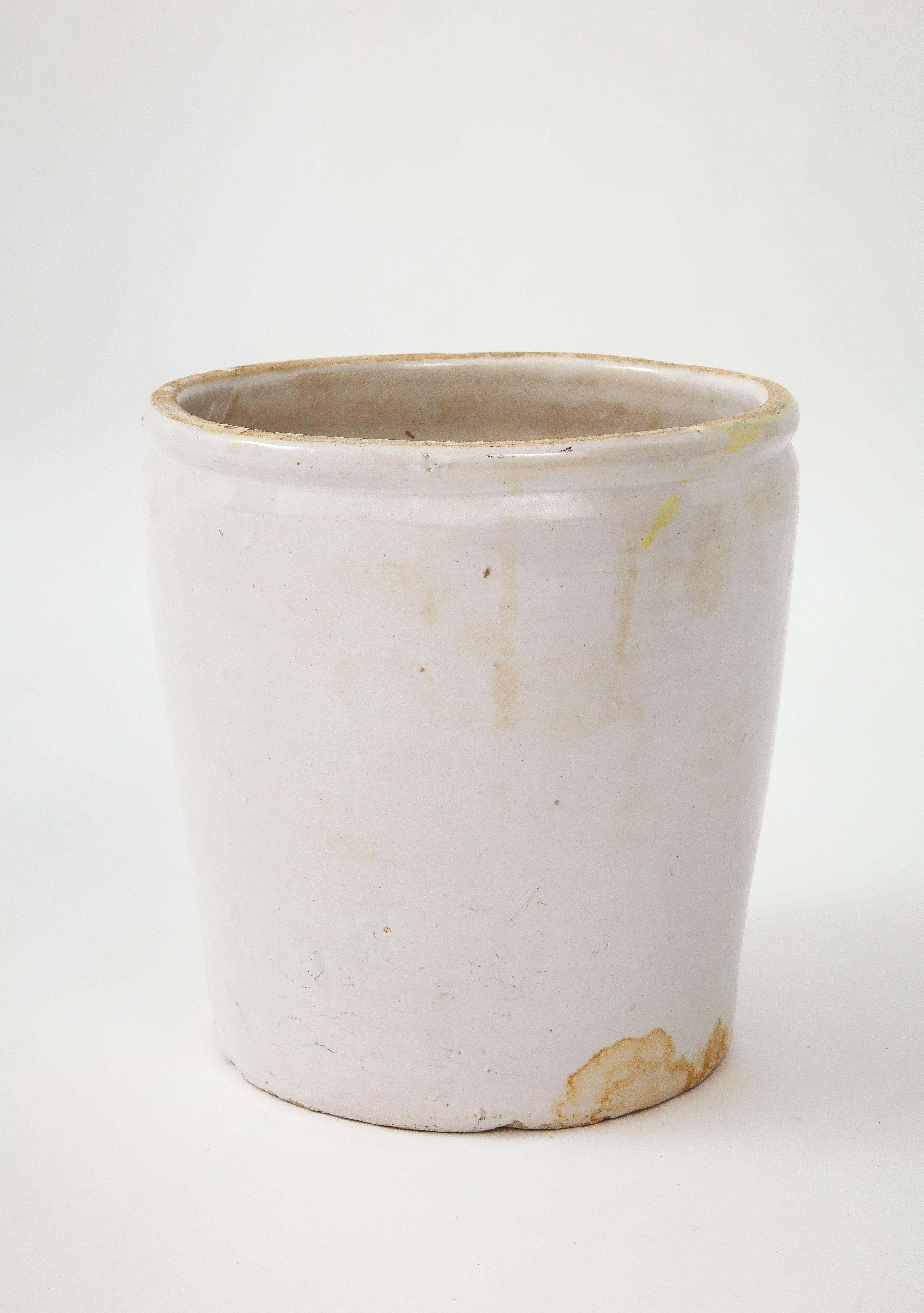 Small 19th century French confit pot or jar. Handcrafted. Originally used to store and preserve food.