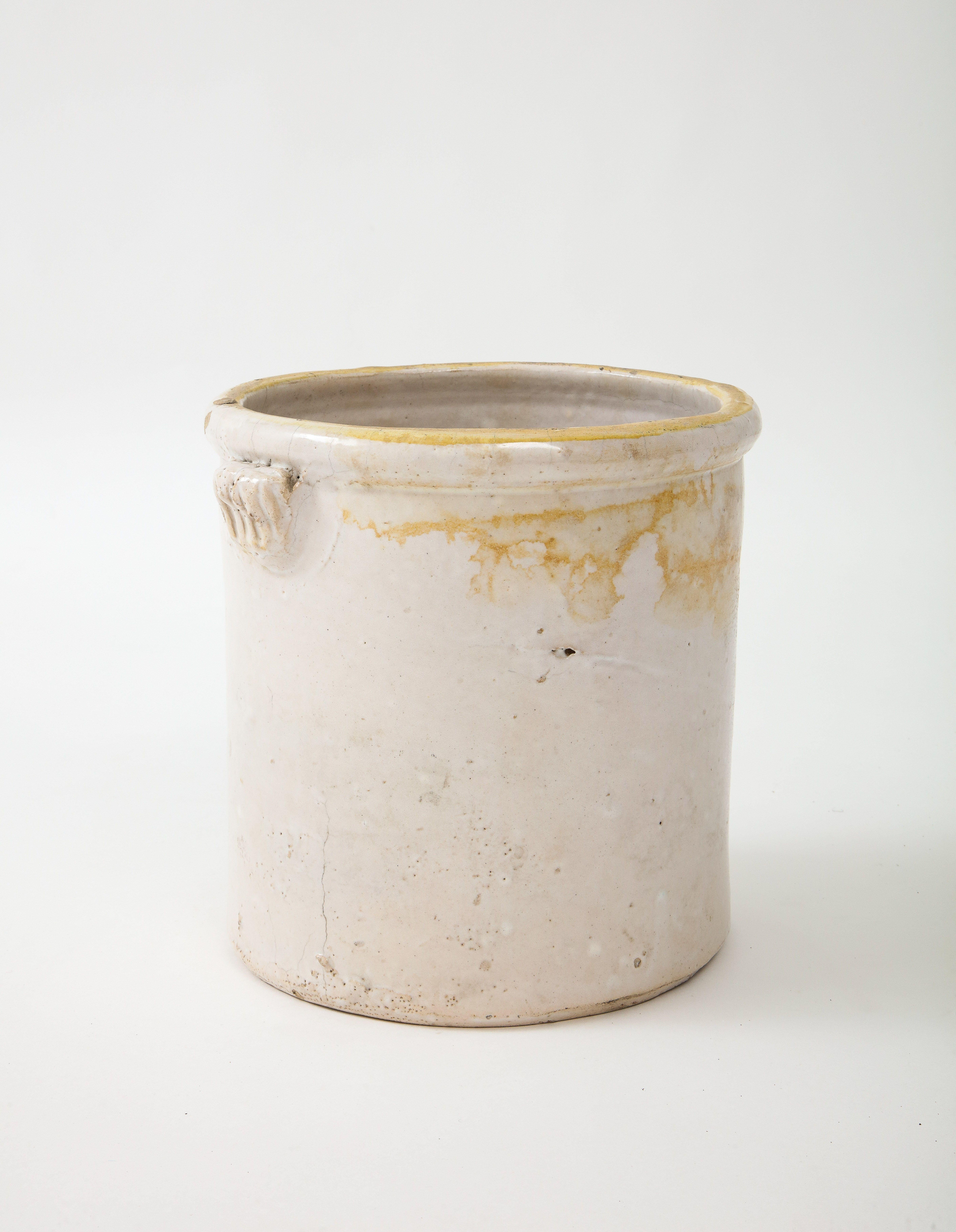 19th Century French confit pot or jar. Handcrafted and with the traditional two handles. Originally used to store and preserve food.