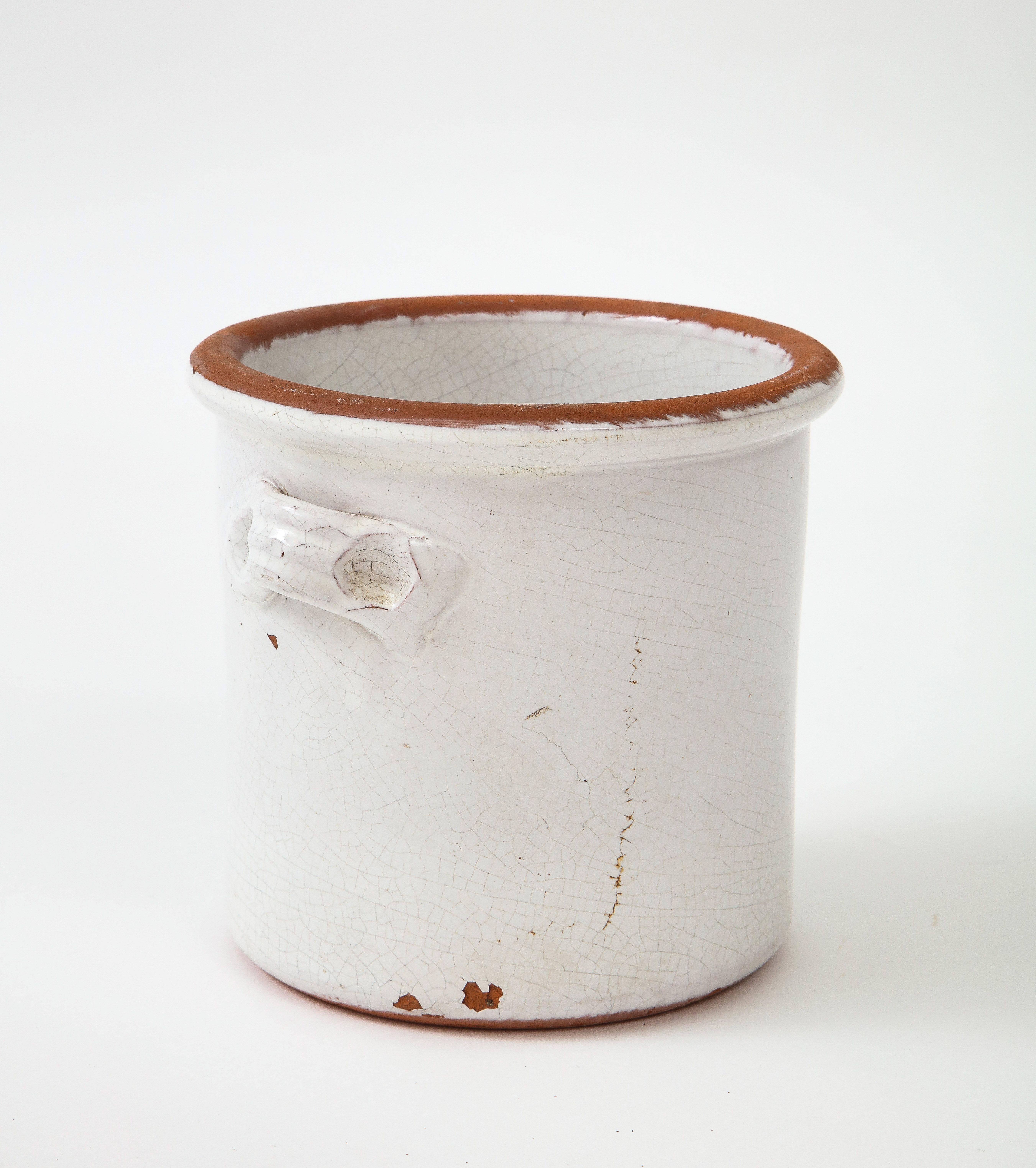 19th century French confit pot or jar. Handcrafted and with the traditional two handles. Originally used to store and preserve food.