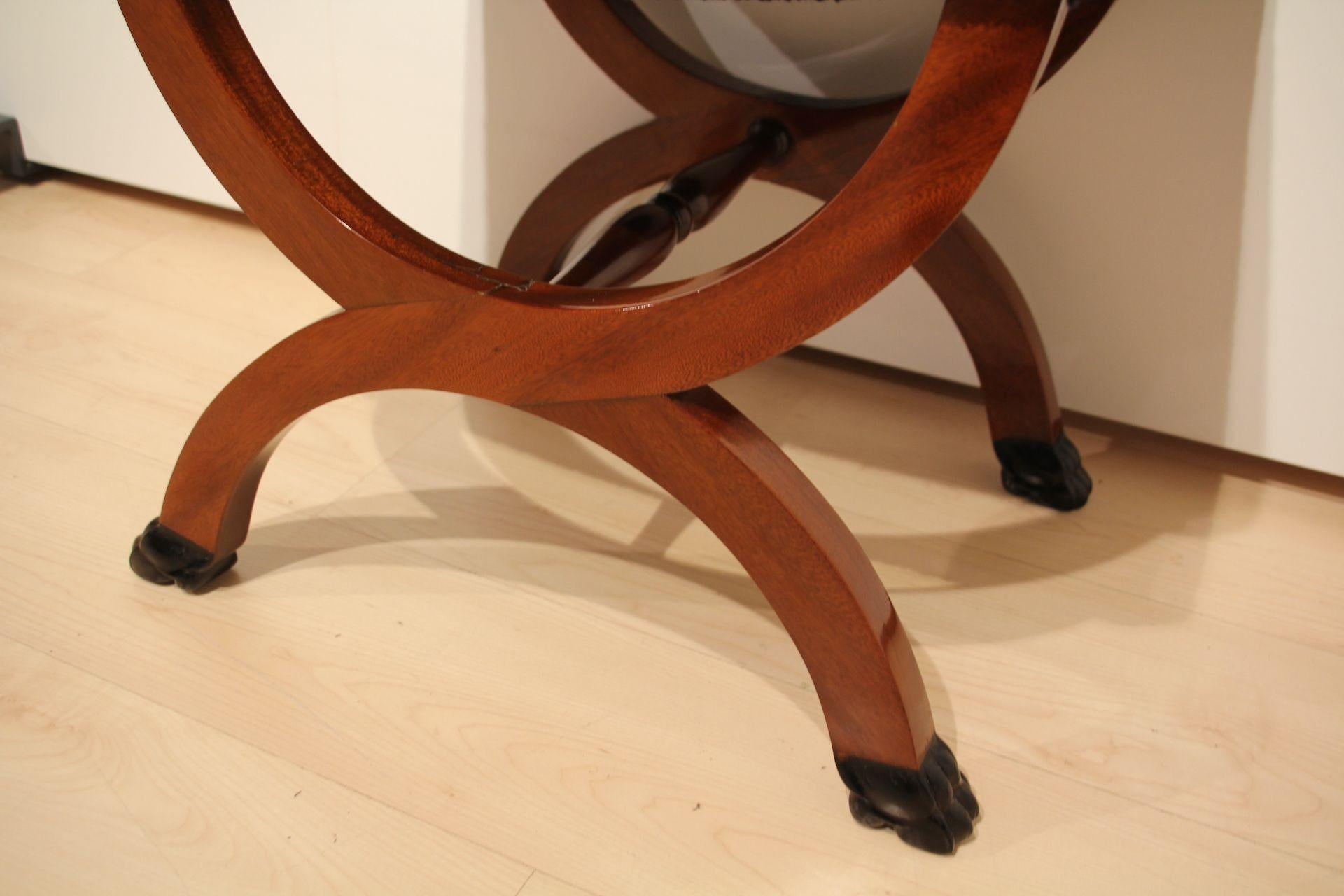 Antique Stool, Paw Feet, Solid Mahogany, Black Boucle, France circa 1860 2