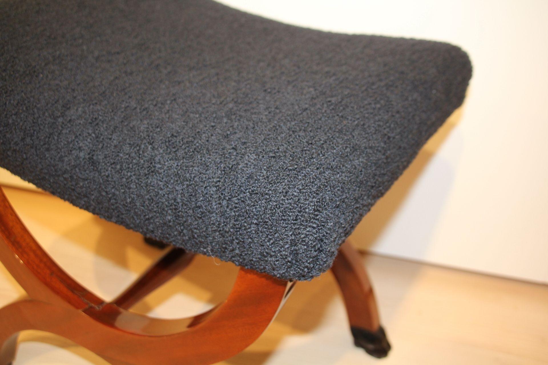 Antique Stool, Paw Feet, Solid Mahogany, Black Boucle, France circa 1860 4