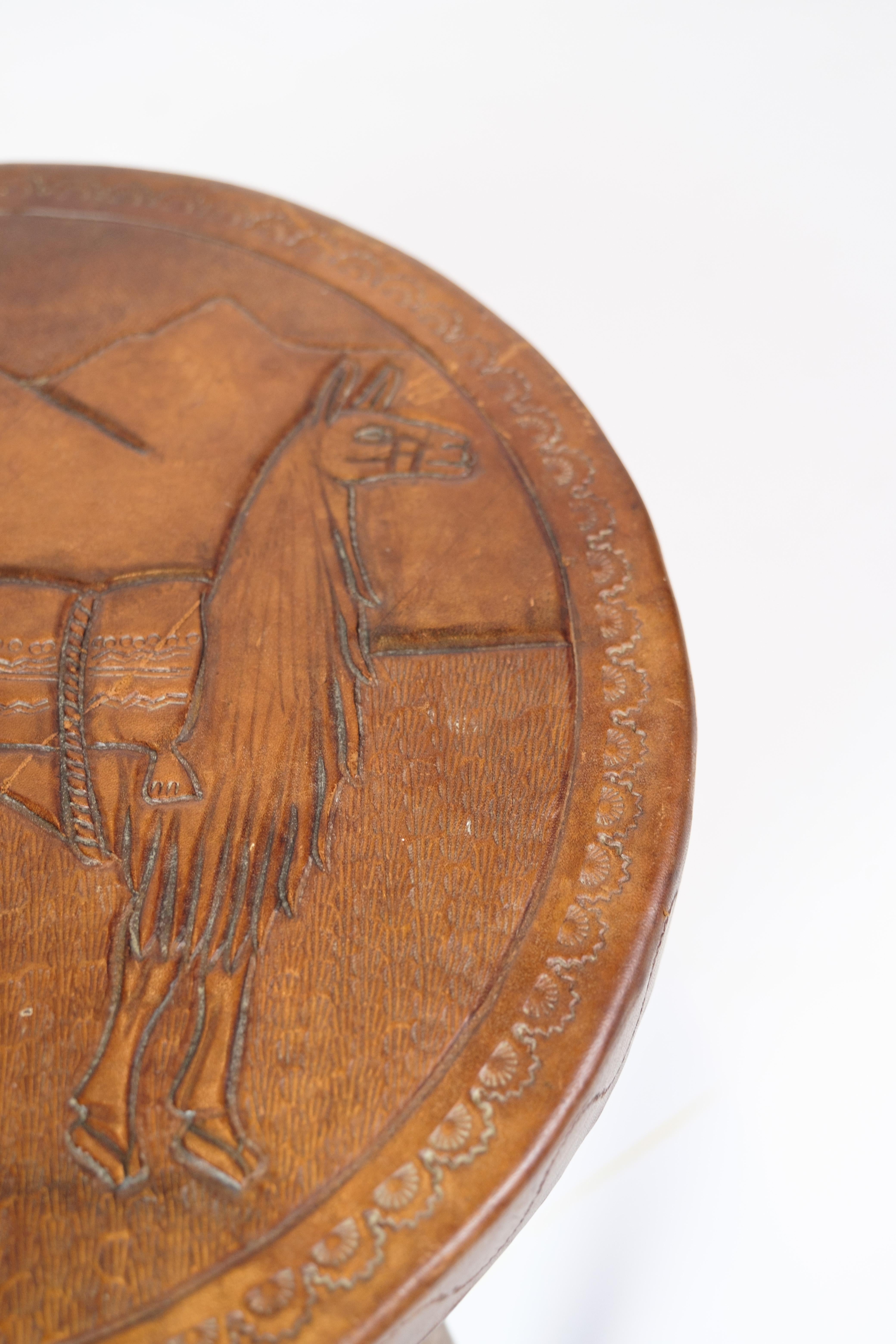 Other Antique Stool With Carvings Of Farmer With Alpaca From 1940s For Sale