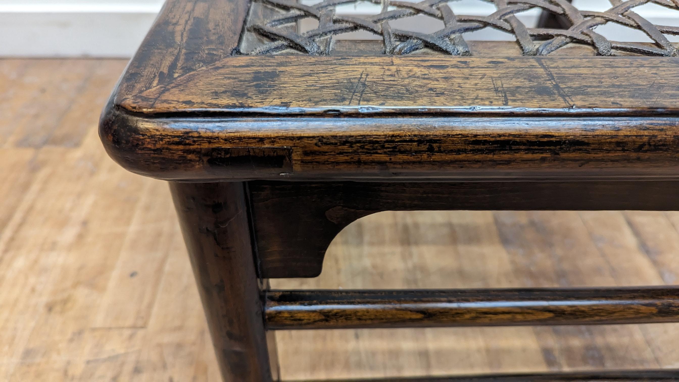 Mid-19th Century Antique Stool Woven Hyde Top For Sale