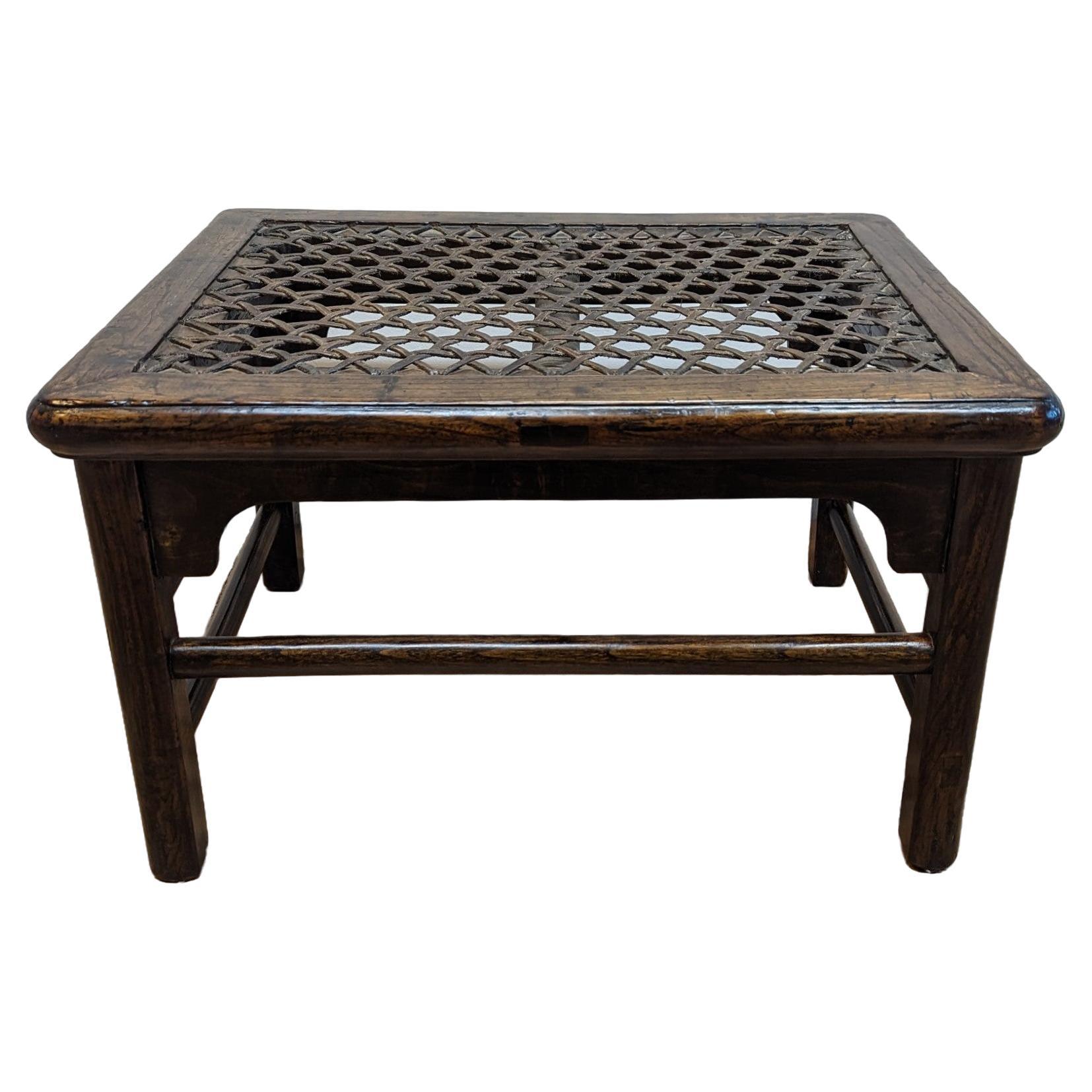 Antique Stool Woven Hyde Top For Sale