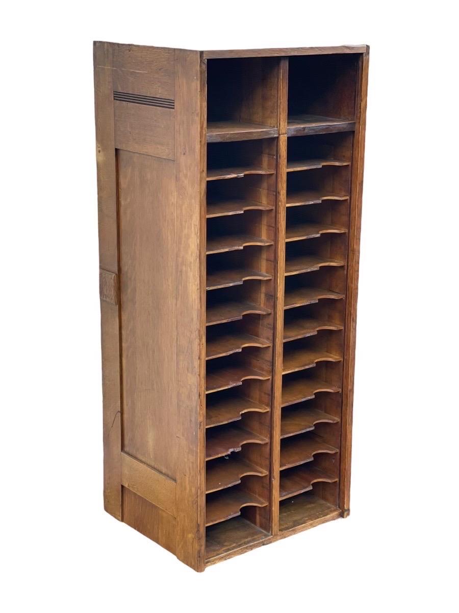Late 20th Century Antique Storage Accessory Cabinet with Casters, Fixed Shelves For Sale