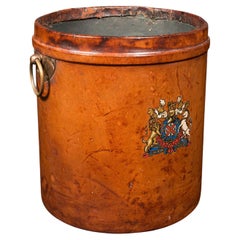 Antique Storage Bin, English, Leather, Bucket, Store, Hall Stand, Victorian