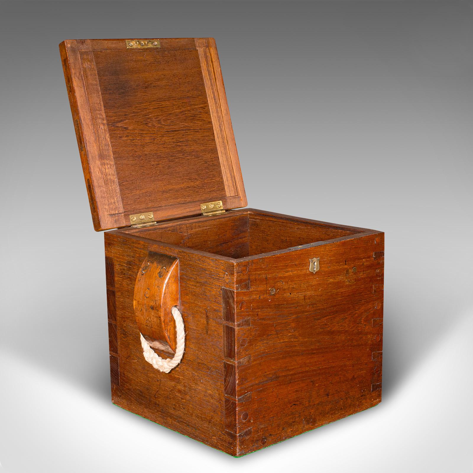 This is an antique storage box. An English, solid walnut fireside bin or occasional seat, dating to the late Victorian period, circa 1880.

Fascinating and substantial, with an appealing military link
Displays a desirable aged patina and in good