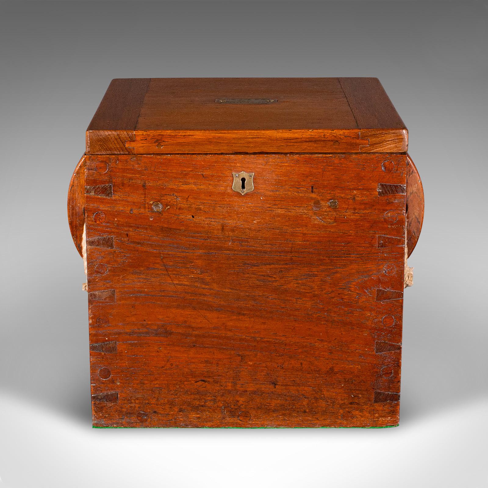 Late Victorian Antique Storage Box, English, Walnut, Fireside Bin, Military, Seat, Victorian For Sale