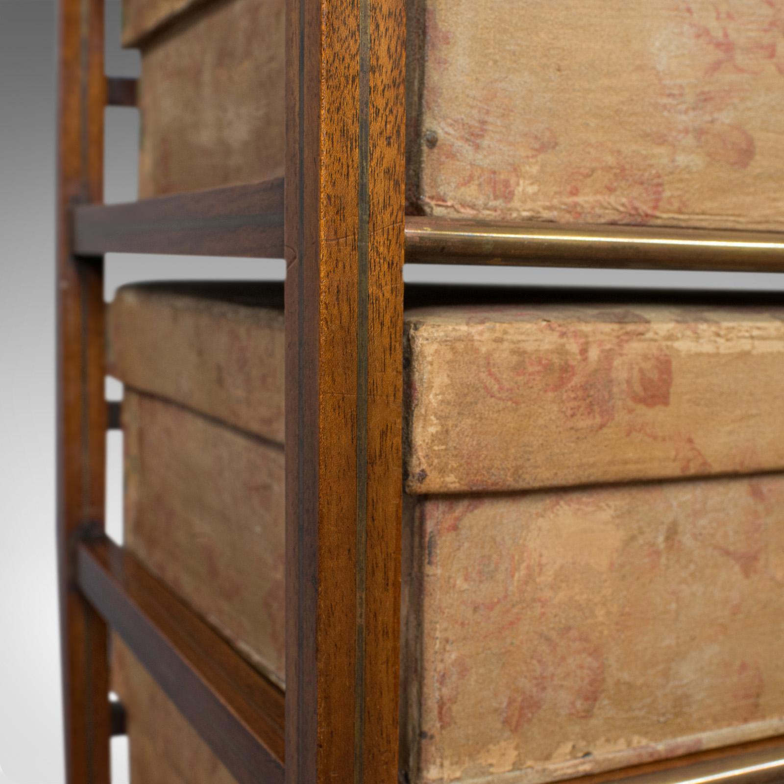 Antique Storage Cabinet, 6 Boxes, English, Edwardian, Mahogany, Brass, Étagère 4