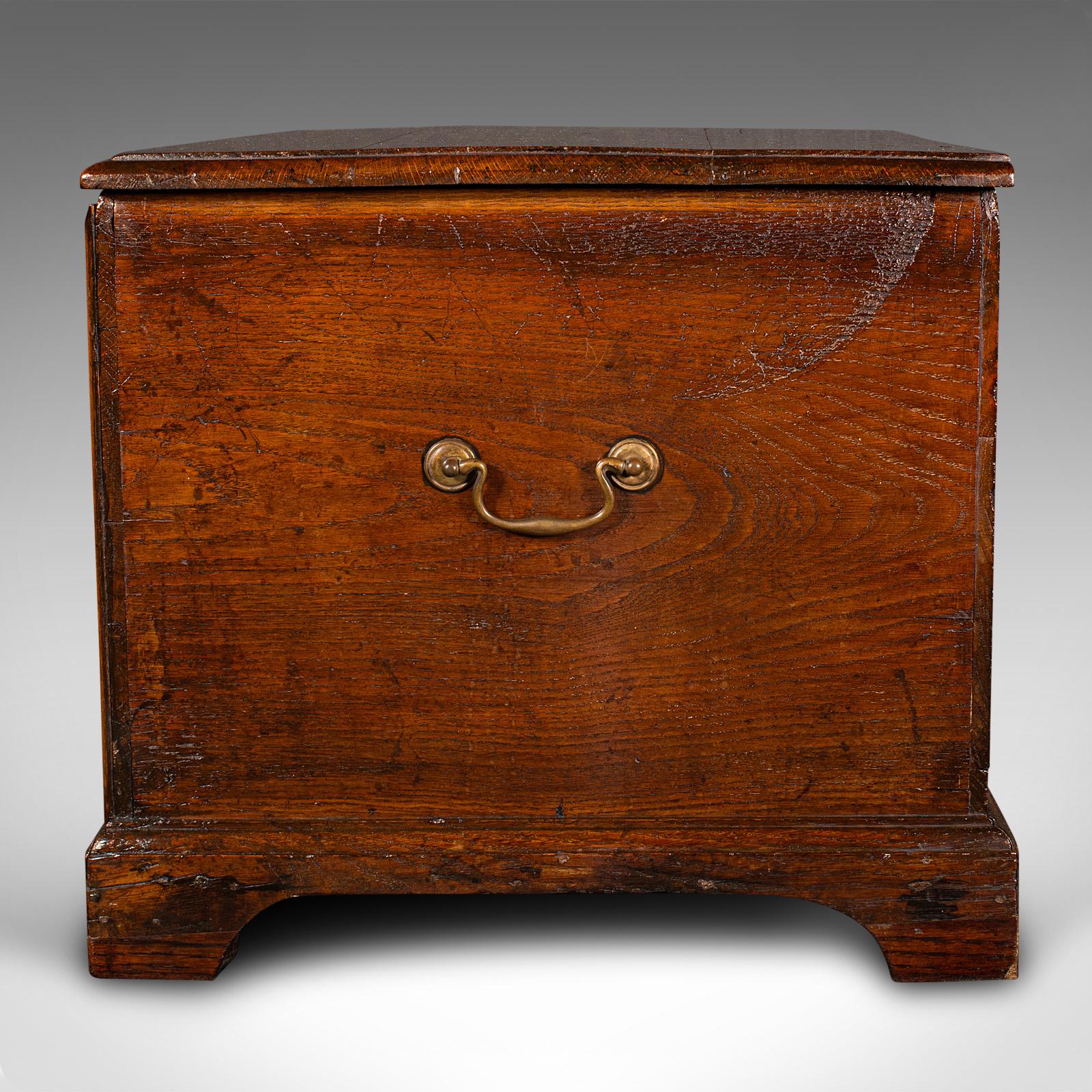 18th Century Antique Storage Chest, English, Oak, Fireside Bin, Bedside Box, Georgian, C.1780 For Sale