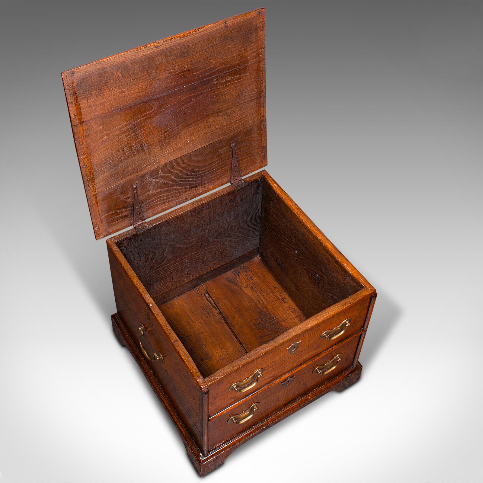 Antique Storage Chest, English, Oak, Fireside Bin, Bedside Box, Georgian, C.1780 For Sale 3