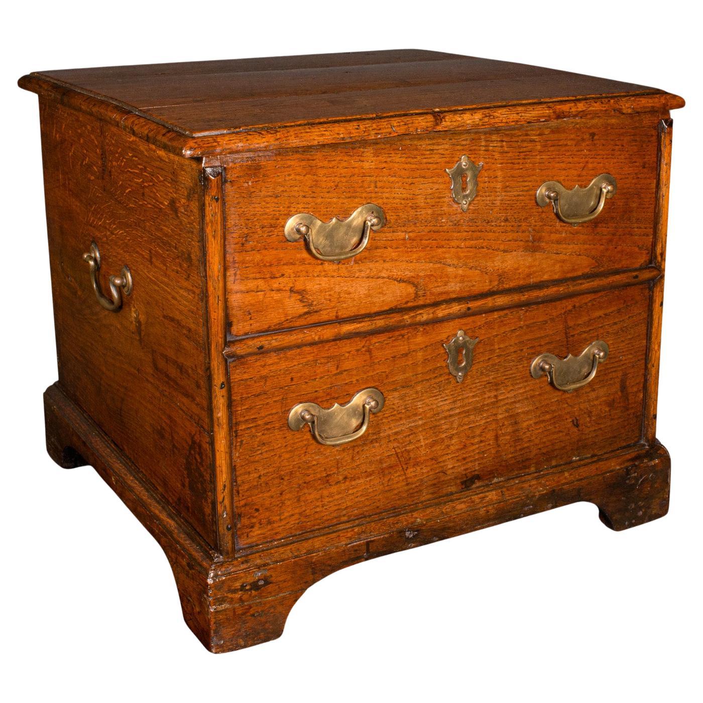 Antique Storage Chest, English, Oak, Fireside Bin, Bedside Box, Georgian, C.1780