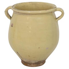 Antique Storage Jar / Pot, Yellow/Cream Glazed Ceramic, France Circa 1850 - 1900
