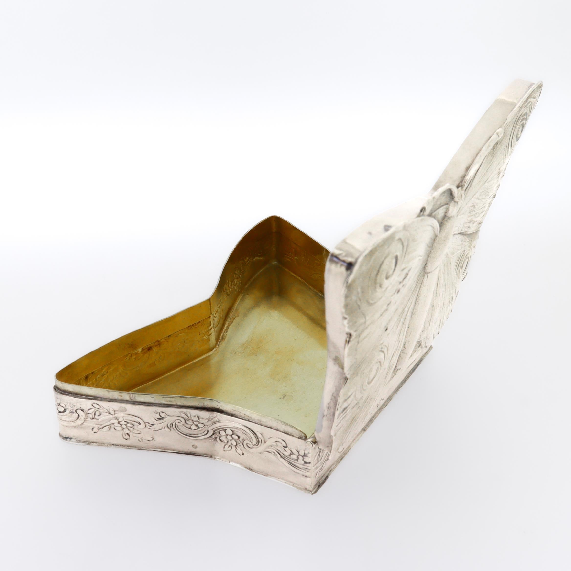 Antique Storck & Sinsheimer Figural Butterfly 800 Solid Silver Dresser Box For Sale 11